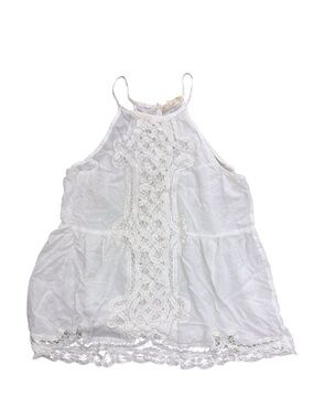 entro White Lace-Trim Halter Camisole Top